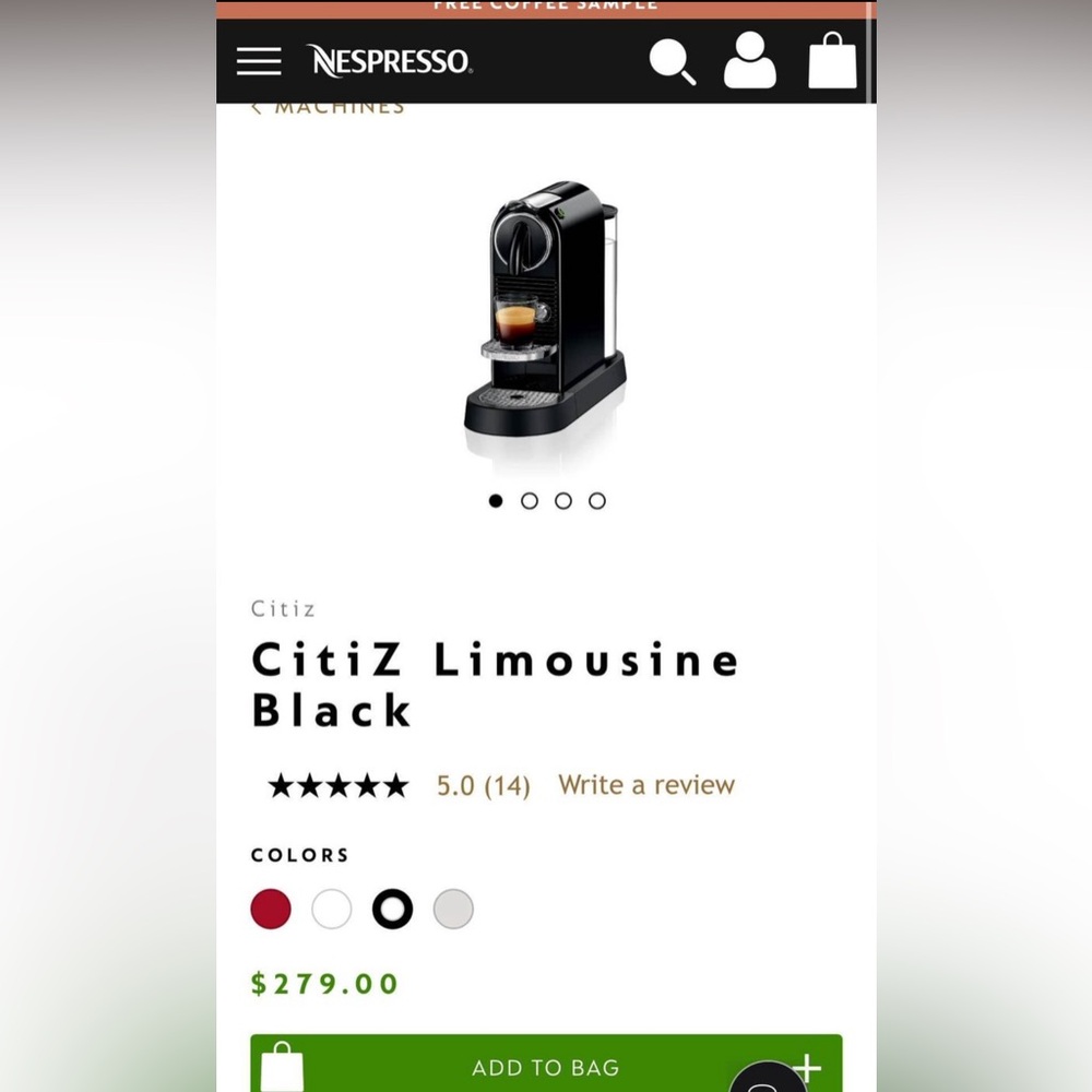 Coffee Machine Nespresso CitiZ Espresso Machine by De'Longhi, black - Picture 2 of 2